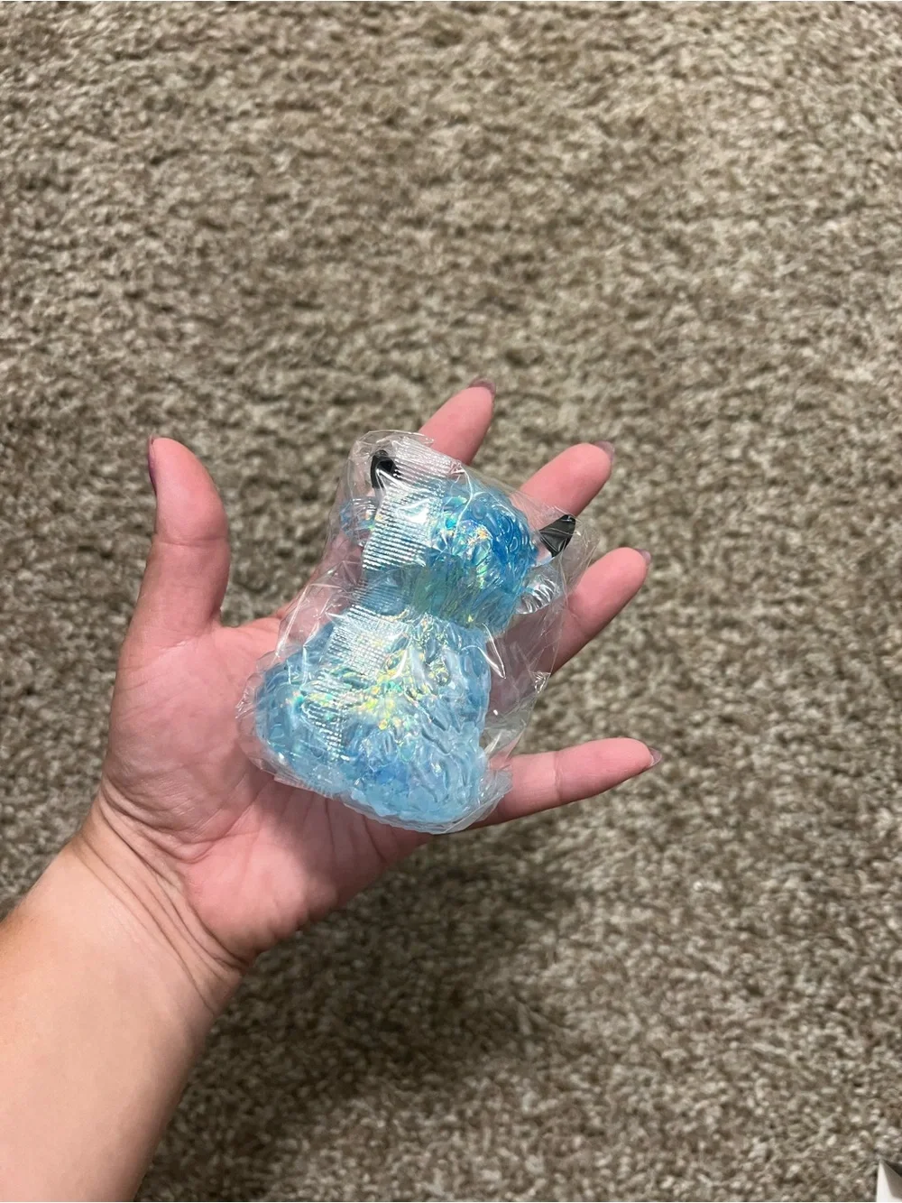 Blue Glitter Highland Cow Squeeze Toy – Slow Rising Sensory Fidget